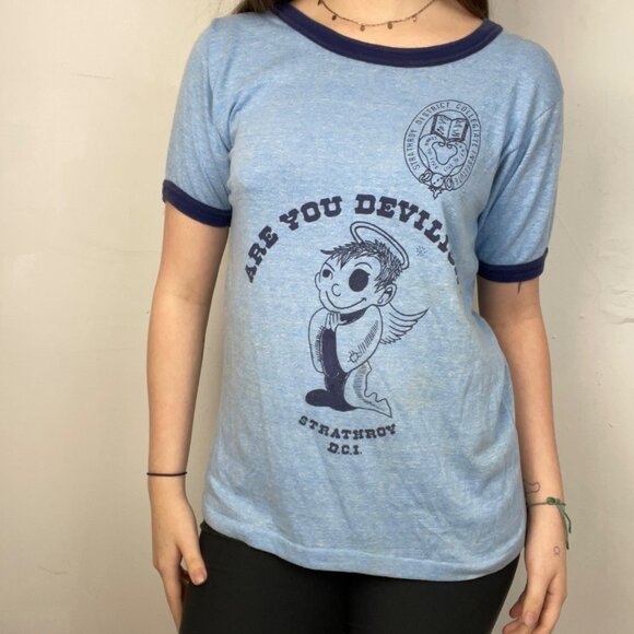 L Vintage single stitch are you devilish T - Picture 1 of 6